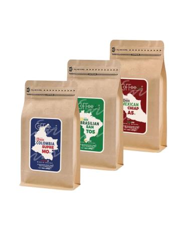 Coffeein Colombia Brasil and Mexican Regional Filter Coffee Set 3x250 gr