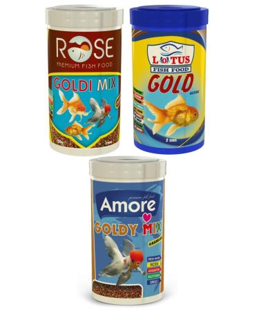 AMORE Goldy Mix 250ml + Lotus Gold Naturel 250ml + Rose Goldi Mix 250 Ml Box Goldfish Food