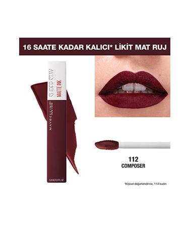 Maybeline Maybelline New York Super Stay Matte Ink Liquid Matte Lipstick 112 Composer Plum/Burgundy