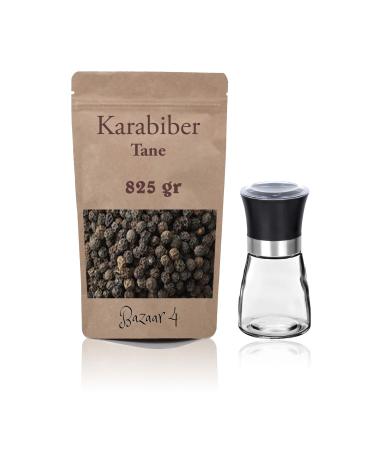 BAZAAR 4 Black Pepper Balls 825 Gr + Glass Mill