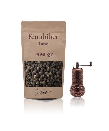 BAZAAR 4 Black Pepper Balls 980 Gr + Ottoman Motif Metal Mill