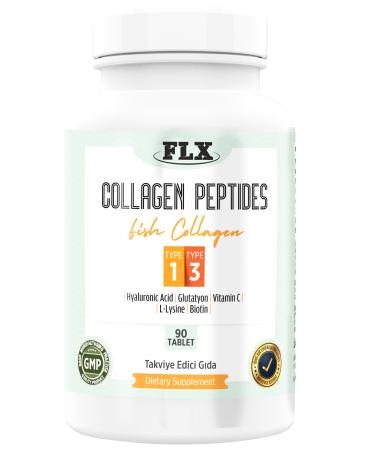 FLX Collagen Hyaluronic Acid Biotin Vitamin C Type 1-3 Fish Collagen 90 Tablets