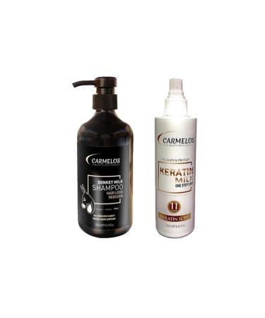 Carmelos Care Set for Damaged and Heavily Processed Hair Donkey Milk Shampoo 500 Ml + Keratin Milk 250 Ml