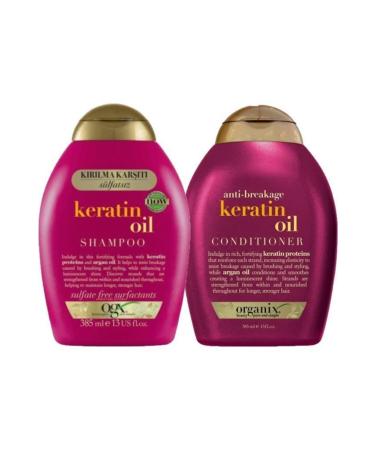 OGX Keratin Oil Shampoo 385 Ml + Hair Conditioner 385 Ml Alinshop57