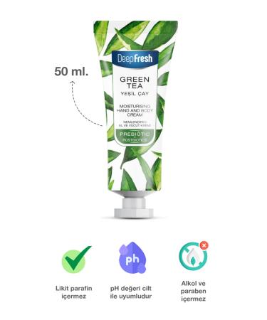 Deep Fresh Prebiotic Moisturizing Hand and Body Cream Green Tea 50 Ml - Buy Online on GoSupps.com