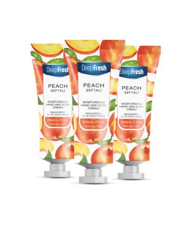 Deep Fresh Prebiotic Moisturizing Hand and Body Cream Peach 50 ml 3 Pieces