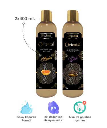 Deep Fresh Oriental Shower Gel Amber And Oud 400 Ml 2 Pieces - Buy Online on GoSupps.com