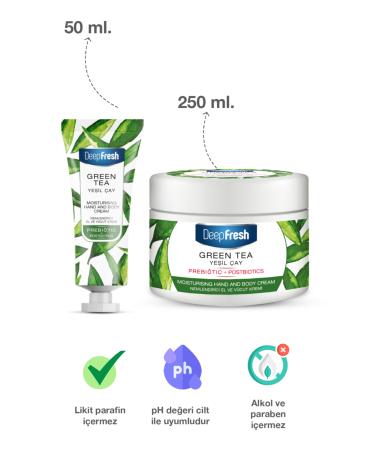 Deep Fresh Prebiotic Moisturizing Hand and Body Cream Green Tea 50 Ml and 250 Ml - Buy Online on GoSupps.com