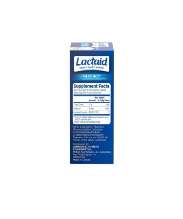 Lactaid Fast Act Lactose Lactase Enzyme 60 Tablets - Buy Online on GoSupps.com
