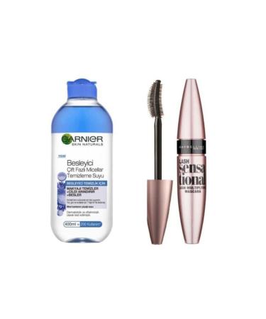Garnier Maybelline Lash Sensational Intense Black Mascara and Nourishing Dual Phase Micellar 400 ml