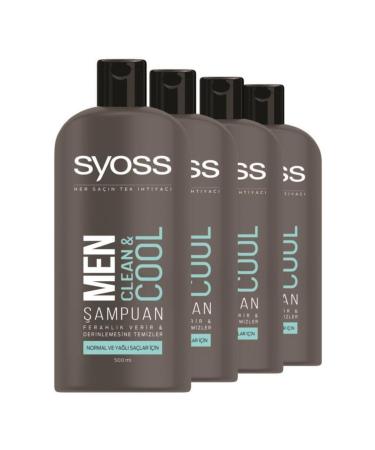 Syoss Men Clean & Cool Shampoo 500 Ml X4 Pieces