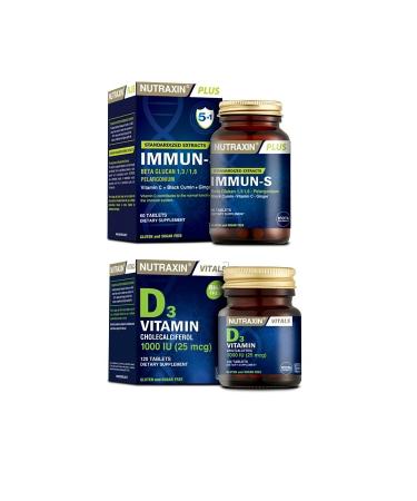 Nutraxin Immune Booster Vitamin D3 120 Tablets + Immun-s 60 Tablets