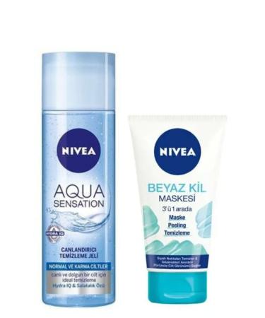 NIVEA Aqua Sensation Revitalizing Facial Cleansing Gel 200ml & White Clay Mask 3in1 Mask150ml