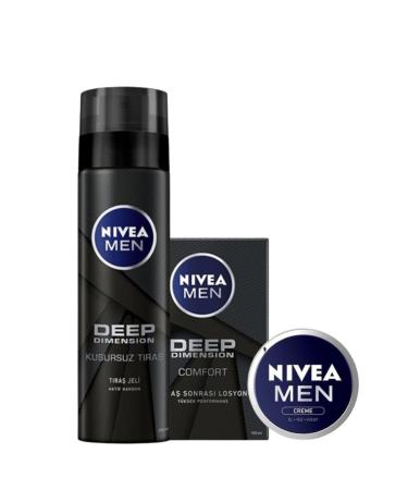 NIVEA Deep Men Aftershave Lotion 100 ml Shaving Gel 200 ml Men Face Cream 30 ml