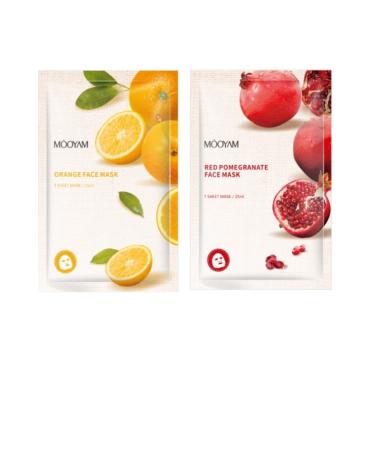 M OYAM Fruit Extract Natural Face Masks 2 Pack