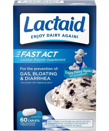 Lactaid Fast Act Lactose Lactase Enzyme 60 Tablets