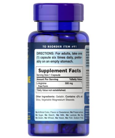Puritan's Pride L-arginine 500 Mg 100 Capsules - Buy Online on GoSupps.com