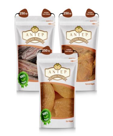 Antep Bazaar Market Leaf Apricot - Medina Date - Jerusalem Date | (3 Packs X 250 Gr.)