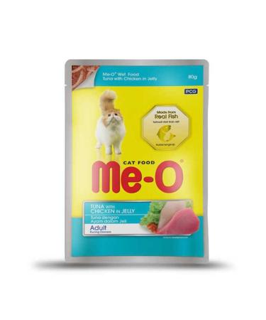 me-o Meo Adult Chicken and Tuna Adult Cat Canned Food in Jelly 80 Gr * 12 Pieces