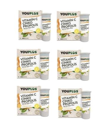 Youplus Vitamin C Zinc Propolis 20 Effervescent Tablets X6
