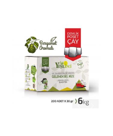 GREEN TEA Green Pearl Teapot Bag Bergamot Flavored 6 Kg 30 Gr X 200 Pieces