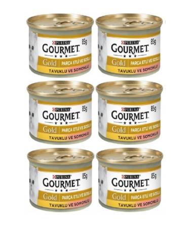 Gourmet Gold Salmon Chicken Cat Canned Food 85 Gr 6 Pieces