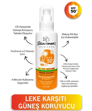 Rosawomans Sun Cream 100ml Anti-Spot High Protection 50 Factor Sun Cream