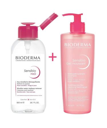 Bioderma Sensibio H2o 850 Ml+ Sensibio Gel Moussant Foaming Gel 500 Ml