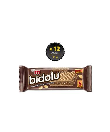 Eti Bidolu Hazelnut Cream Peanut Piece Wafer 81 g x 12 Pieces