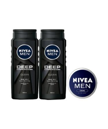 NIVEA Men Deep Dimension Men's Shower Gel 500 Ml X 2 Pieces + Men Cream 30 Ml