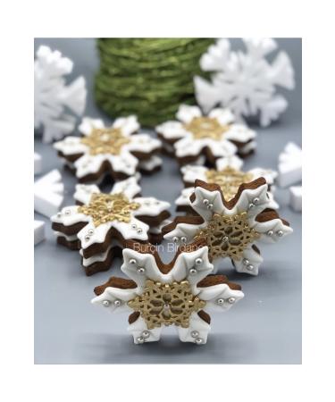 Bur in Birdane Patisserie White Snowflake New Year Cookies