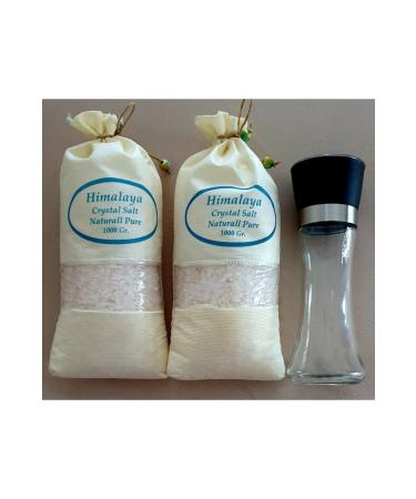 Himalaya Imported Himalayan White Granulated Salt 2 Pieces + Ceramic Blade Spice and Salt Mill