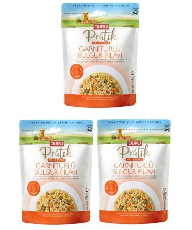 Duru Practical Bulgur Pilaf with Garnish 250 Gr X 3 Pieces 3 Minute Ready Meal