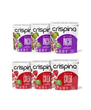 Crispina Daily Dried Crispy Snack Strawberry 3 Packs Crispy Fig 3 Packs in One (FREEZE DRIED)
