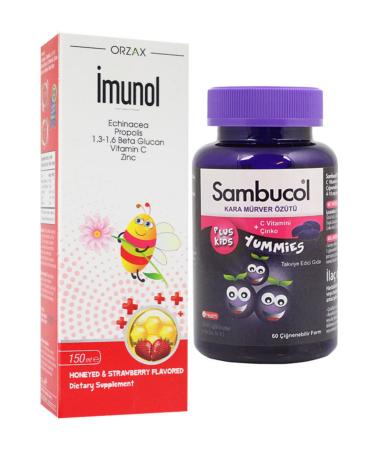 IMUNOL Orzax Syrup 150ml + Sambucol Plus Kids Yummies 60 Chewable Form