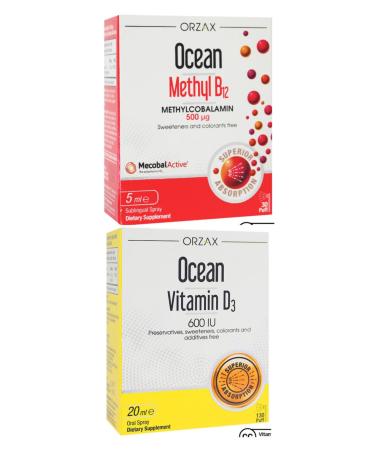 Ocean Methyl B12 Spray 500mcg 5ml + Vitamin D3 600iu Spray 20ml