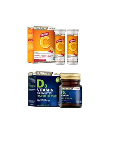 Nutraxin Vitamin and Mineral Supplement Vitamin C 28 Tablets + Vitamin D3 120 Tablets