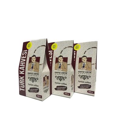 HAFIZ USTA KAHVES Turkish Coffee with Mastic Gum Ground Medium Roast 200gr X3