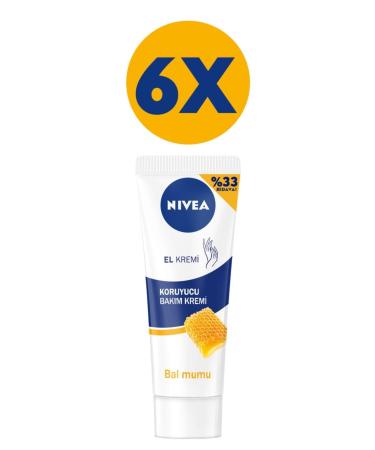 NIVEA Protective Hand Cream Protective Effect with Beeswax Rose Scented Formula 75mlx6 Pieces
