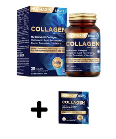 Nutraxin Beauty Collagen Gold Quality 30 Tablets Hydrolyzed Collagen + 1 Piece Sachet Collagen - Buy Online on GoSupps.com