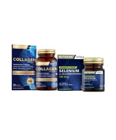Nutraxin Selenium 100 Mcg 100 Tablets + 30 Tablets Containing Type 1 and Type 3 Hydrolyzed Collagen