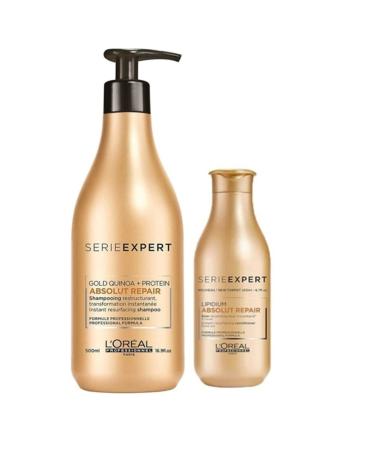 L'oreal Professionnel Serie Expert Gold Quinoa Absolut Repair Shampoo 500ml Cream 200ml
