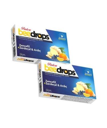 Balen 2-Pack Beedrops Ginger Turmeric Juniper Tangerine Flavored Drops 24 Throat Pastilles