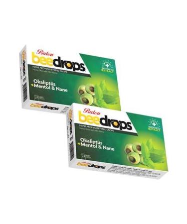 Balen 2-Pack Beedrops Eucalyptus Menthol Mint Flavored Drops 24 Pieces Menthol Throat Lozenges