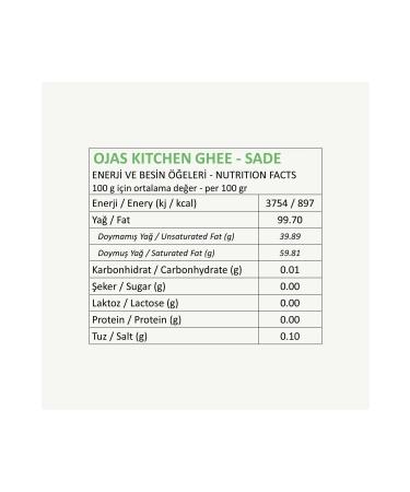 OJAS KITCHEN Plain Oil / Ghee 225 gr Lactose-free Casein-free GMO-free Pure Oil / Ghee - Buy Online on GoSupps.com