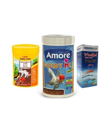 AMORE Goldy Mix Granules 250ml And Sera Goldy Gran 100ml Box Goldfish Food And Vitamin