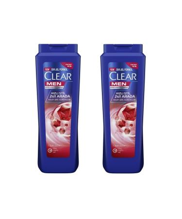 Clear Men Shampoo 2 in 1 Quick Style Effective Against Dandruff Easy to Shape Hair 485ml 2-pack