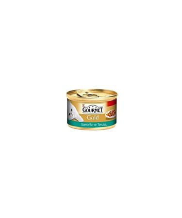 Gourmet Gourmet Gold Piece Meat Sauce Salmon & Chicken Cat Canned Food 85gr 24 pieces
