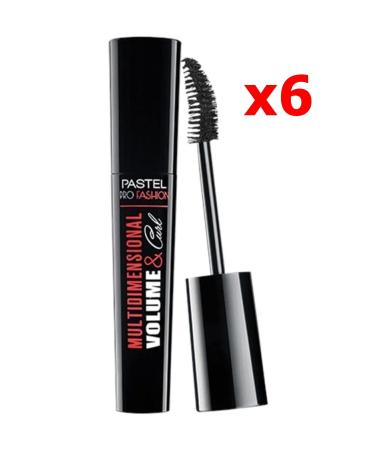 Pastel Multidimensional Intense Volume Extreme Curl Length Long Lasting Pro Fashion Black Mascara 6 Pcs