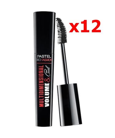 Pastel Multidimensional Intense Volume Extreme Curl Length Long Lasting Pro Fashion Black Mascara 12 Pcs